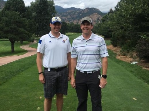 Hitting the links at the Kansas Bankers Association golf tournament.